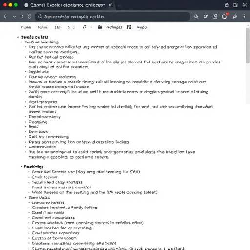 Diagram illustrating the structured content of a webpage, using headings and lists